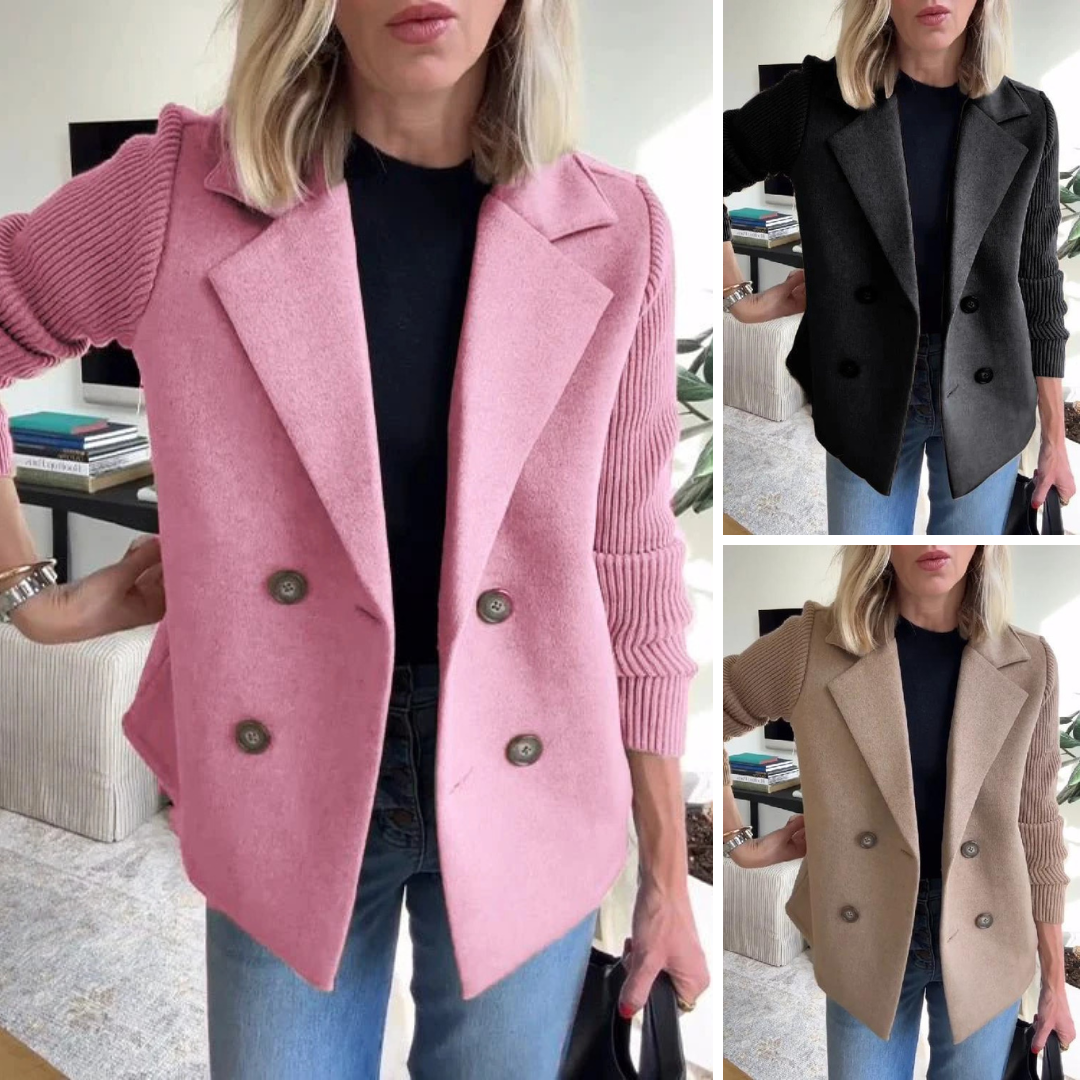 Pinar - Elegant Knit-Sleeve Blazer