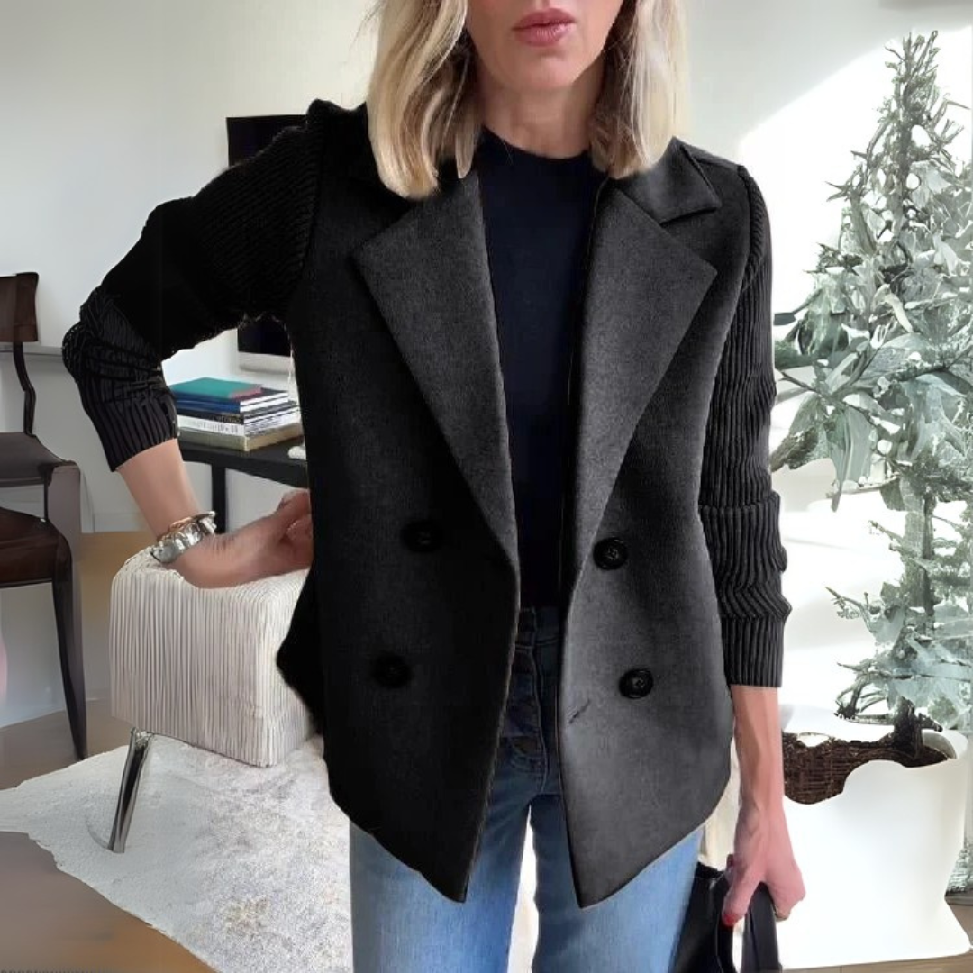 Pinar - Elegant Knit-Sleeve Blazer