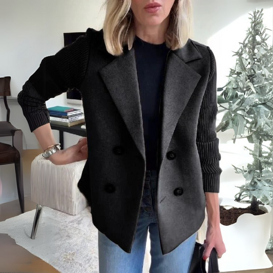 Pinar - Elegant Knit-Sleeve Blazer