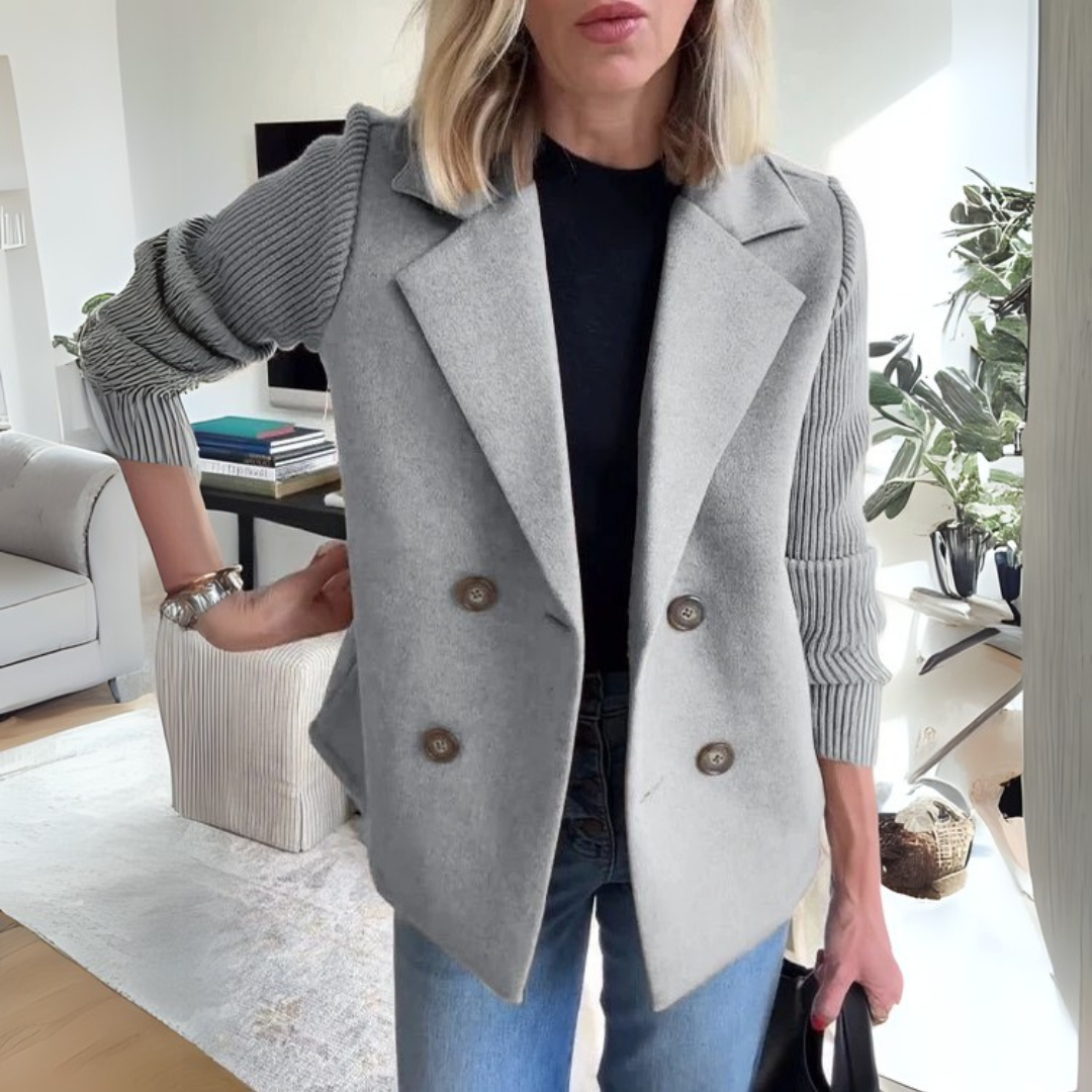 Pinar - Elegant Knit-Sleeve Blazer
