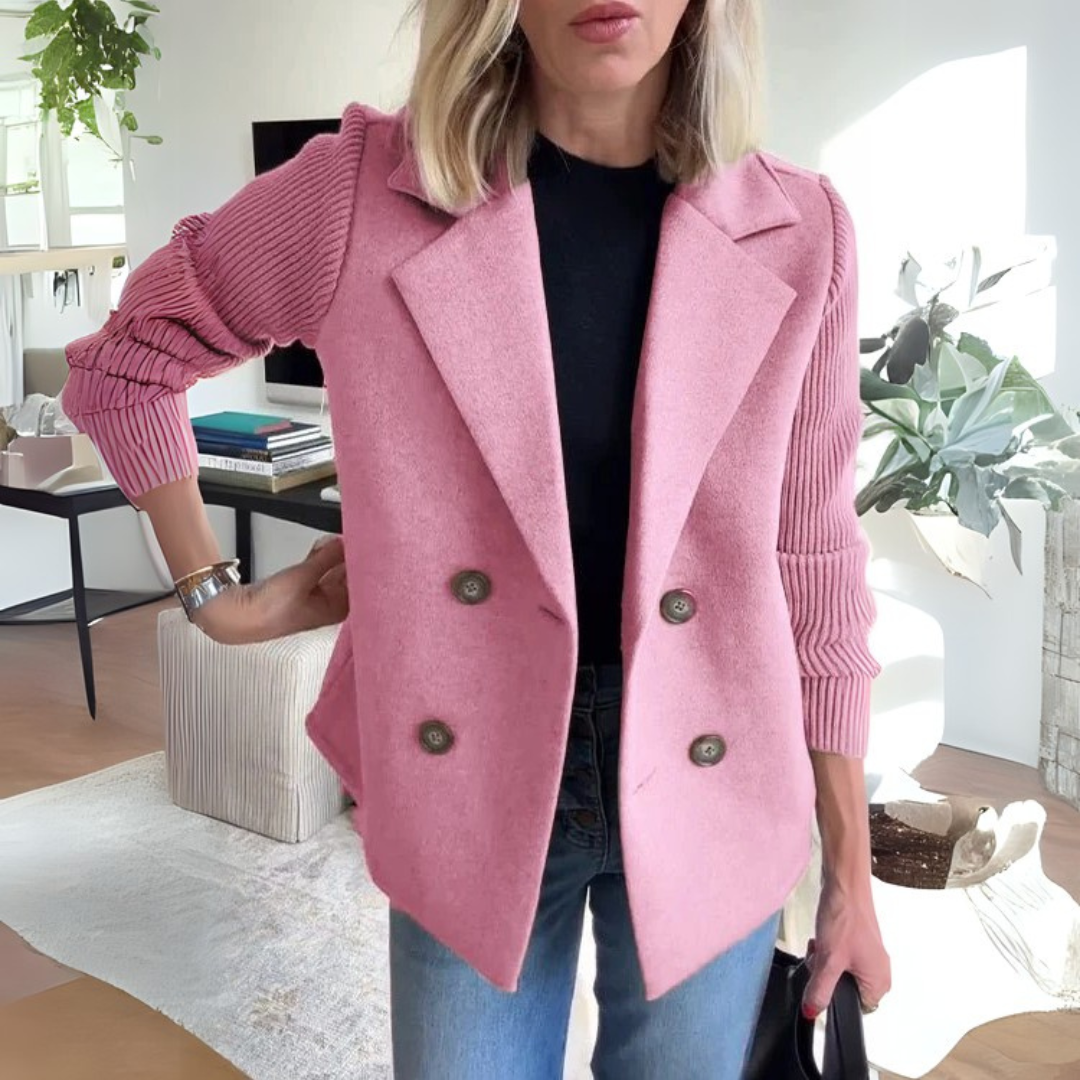 Pinar - Elegant Knit-Sleeve Blazer