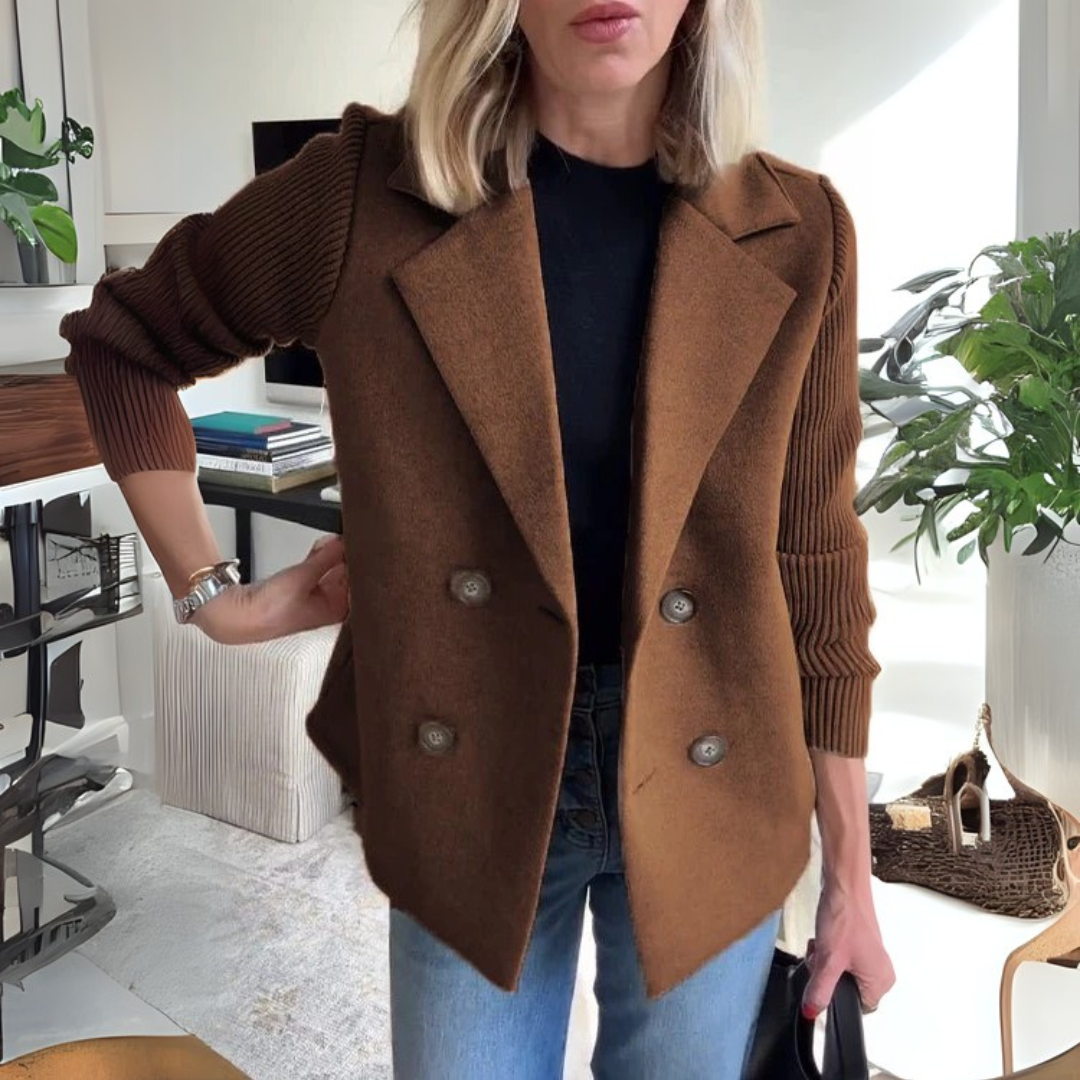 Pinar - Elegant Knit-Sleeve Blazer